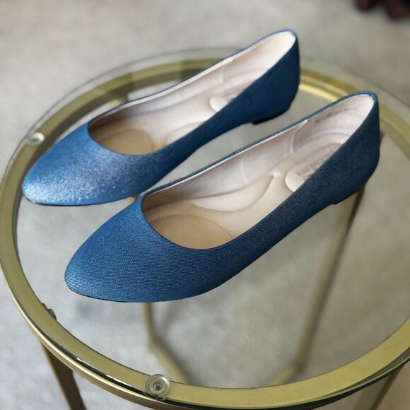 Coach and Four Blue Fabric Ballet Flats Women’s Size 9 Slip-On Comfort Flats - Picture 5 of 6